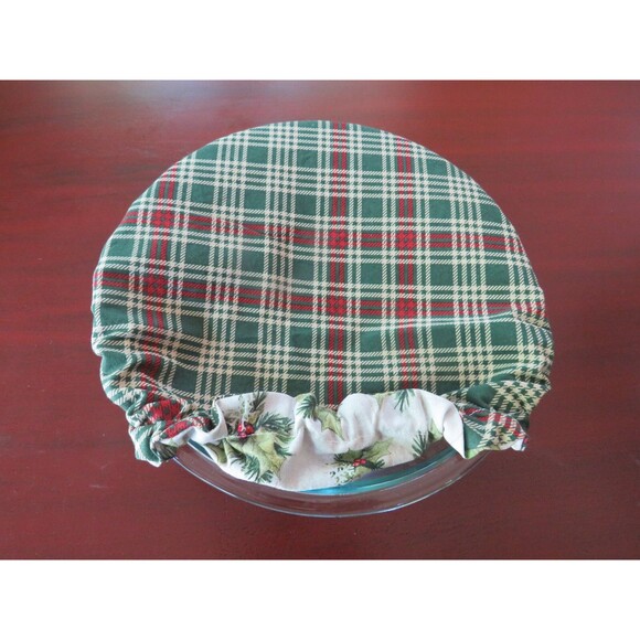 Kitchenaid Bowl Cover, Reversible Christmas Green Holly and Green and Red Check - Picture 4 of 7
